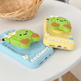 3D Cartoon Coconut Stitch Pink Soft Silicone iPhone Case with Stand Holder