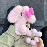 3D Pink Bow Long Ear Bunny Cartoon Cute Phone Case