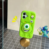 Funny Cartoon Monsters Cover With Stand Holder Soft Silicone Case for iPhone 16 15 14 13 12 Pro Max