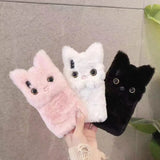 Winter Warm Plush Cat Fur Phone Case for iPhone 15/14/13/12/11