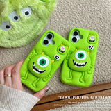 Funny Cartoon Monsters Cover With Stand Holder Soft Silicone Case for iPhone 16 15 14 13 12 Pro Max