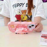 Kawaii 3D Hello Kitty & Kuromi Soft Silicone iPhone Case with Stand Holder & Lanyard