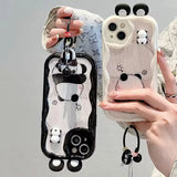 3D Ear Panda Frog Keychains Phone Case For IPhone Soft Silicone