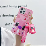 The cartoon Stitch phone case is equipped with a beautiful pendant