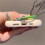 3D Ear Panda Frog Keychains Phone Case For IPhone Soft Silicone