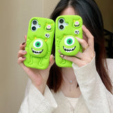 Funny Cartoon Monsters Cover With Stand Holder Soft Silicone Case for iPhone 16 15 14 13 12 Pro Max