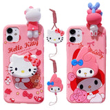 My Melody & Hello Kitty TPU Soft Phone Case with Holder & Strap