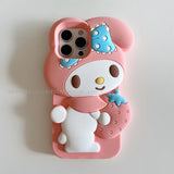 Cute 3D Cartoon My Melody Embrace Strawberries Soft Silicone Cover