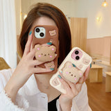 Kawaii Bear Cover With Stand Holder Soft Silicone Case