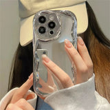 Luxury Plating Silver Wavy Phone Case For iPhone Soft Shockproof Bumper Cover
