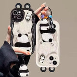3D Ear Panda Frog Keychains Phone Case For IPhone Soft Silicone
