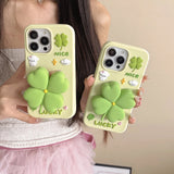 MINISO Cute 3D Four-leaf Clover Bracket Soft Silicone iPhone Case