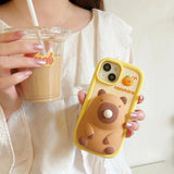 Decompression, 3D Cute Cartoon Blow Bubbles Capybara, Soft Silicone Phone Case, Back Cover