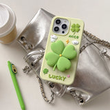 MINISO Cute 3D Four-leaf Clover Bracket Soft Silicone iPhone Case