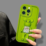 Cute 3D Bear Bracket TPU Silicone Shockproof Matte Cover Case