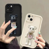 Cute 3D Bear Bracket TPU Silicone Shockproof Matte Cover Case