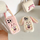 Cute Long Ears Bunny Plush Phone Case Cartoon 3D Rabbit Phone Accessories