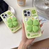 MINISO Cute 3D Four-leaf Clover Bracket Soft Silicone iPhone Case