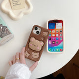 Kawaii Bear Cover With Stand Holder Soft Silicone Case