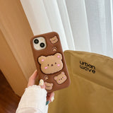 Kawaii Bear Cover With Stand Holder Soft Silicone Case
