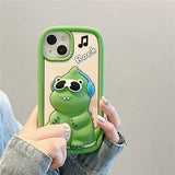 3D Cartoon Sunglasses Dinosaur Soft Silicone iPhone Case with Holder