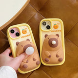 Decompression, 3D Cute Cartoon Blow Bubbles Capybara, Soft Silicone Phone Case, Back Cover