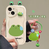 3D Ear Panda Frog Keychains Phone Case For IPhone Soft Silicone