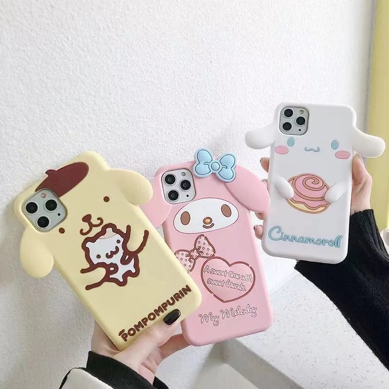 Big Ear Melody & Cinnamoroll 3D Cartoon Silicone Phone Case - AKM CASE｜iPhone Case & Accesories Worldwide