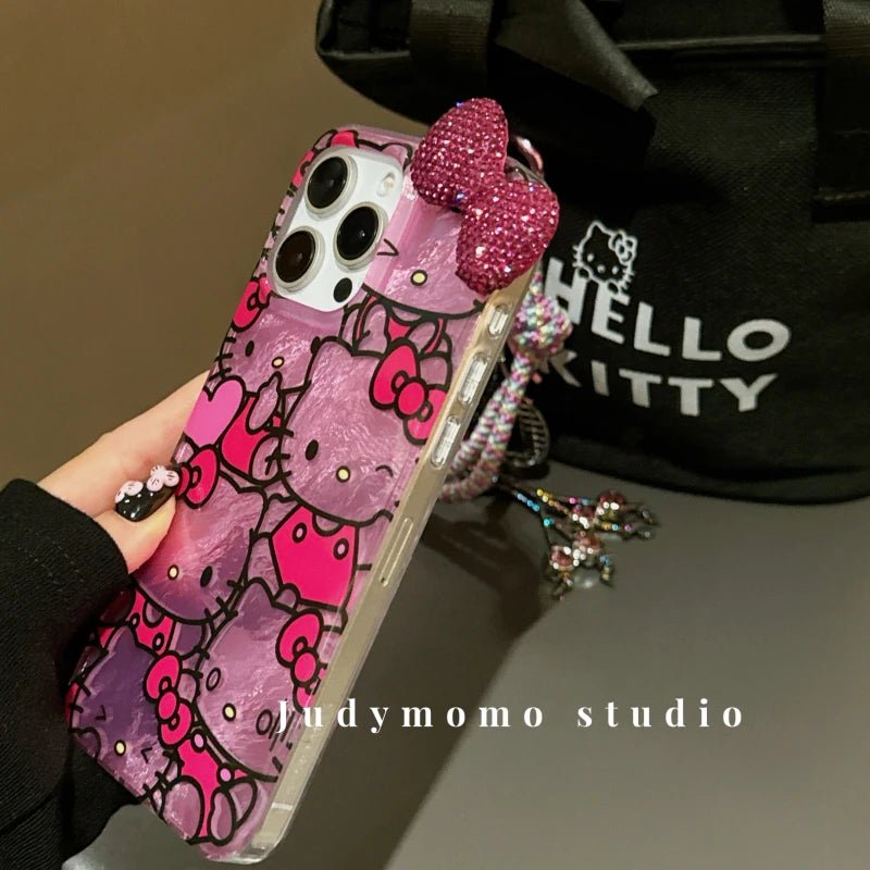 Blink Hello Kitty Diamond Bowknot Hard iPhone Case - MINISO Lustre Lining Cover - AKM CASE｜iPhone Case & Accesories Worldwide