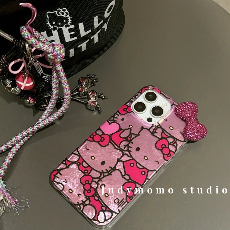 Blink Hello Kitty Diamond Bowknot Hard iPhone Case - MINISO Lustre Lining Cover - AKM CASE｜iPhone Case & Accesories Worldwide