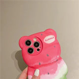 Cartoon 3D Watermelon Bear Phone Case for iPhone 11 - 15 Pro Max - Drop - Resistant - AKM CASE｜iPhone Case & Accesories Worldwide