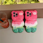 Cartoon 3D Watermelon Bear Phone Case for iPhone 11 - 15 Pro Max - Drop - Resistant - AKM CASE｜iPhone Case & Accesories Worldwide