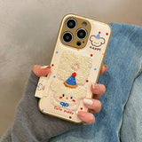 Cartoon Cute Towel Embroidered Dog Phone Case for iPhone 11 - 16 Pro Max - Leather Drum Bag Cover - AKM CASE｜iPhone Case & Accesories Worldwide