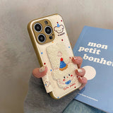 Cartoon Cute Towel Embroidered Dog Phone Case for iPhone 11 - 16 Pro Max - Leather Drum Bag Cover - AKM CASE｜iPhone Case & Accesories Worldwide