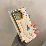 Cartoon Cute Towel Embroidered Dog Phone Case for iPhone 11 - 16 Pro Max - Leather Drum Bag Cover - AKM CASE｜iPhone Case & Accesories Worldwide
