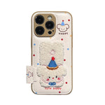 Cartoon Cute Towel Embroidered Dog Phone Case for iPhone 11 - 16 Pro Max - Leather Drum Bag Cover - AKM CASE｜iPhone Case & Accesories Worldwide