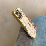 Cartoon Cute Towel Embroidered Dog Phone Case for iPhone 11 - 16 Pro Max - Leather Drum Bag Cover - AKM CASE｜iPhone Case & Accesories Worldwide