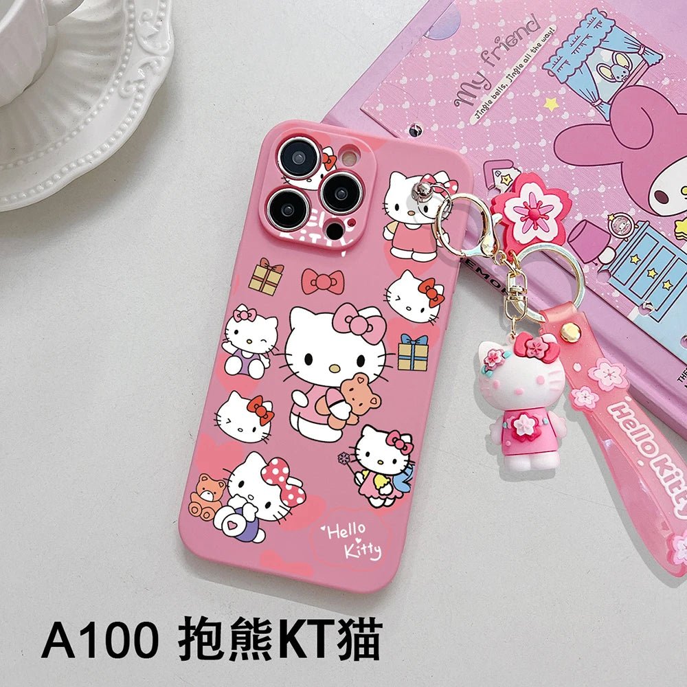 Cartoon Hello Kitty iPhone Case with Keychain - MINISO Soft TPU Cover - AKM CASE｜iPhone Case & Accesories Worldwide