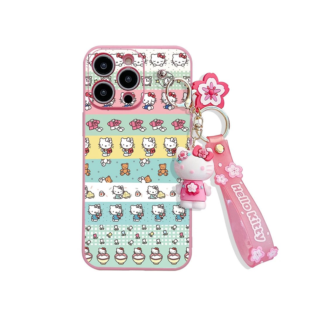 Cartoon Hello Kitty iPhone Case with Keychain - MINISO Soft TPU Cover - AKM CASE｜iPhone Case & Accesories Worldwide