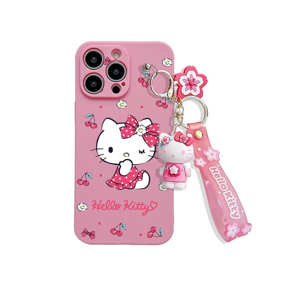 Cartoon Hello Kitty iPhone Case with Keychain - MINISO Soft TPU Cover - AKM CASE｜iPhone Case & Accesories Worldwide
