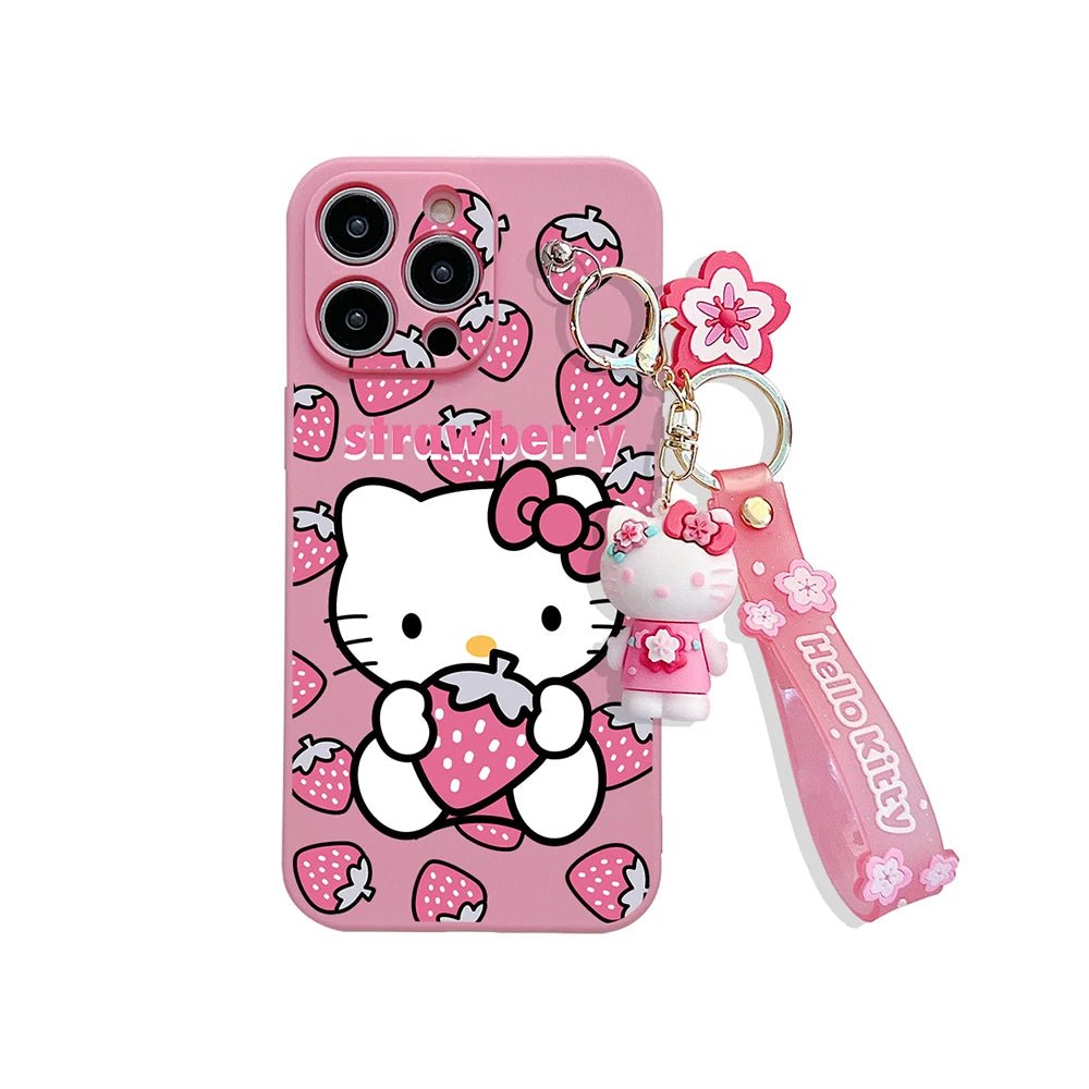 Cartoon Hello Kitty iPhone Case with Keychain - MINISO Soft TPU Cover - AKM CASE｜iPhone Case & Accesories Worldwide