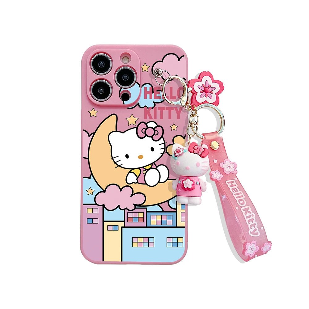 Cartoon Hello Kitty iPhone Case with Keychain - MINISO Soft TPU Cover - AKM CASE｜iPhone Case & Accesories Worldwide