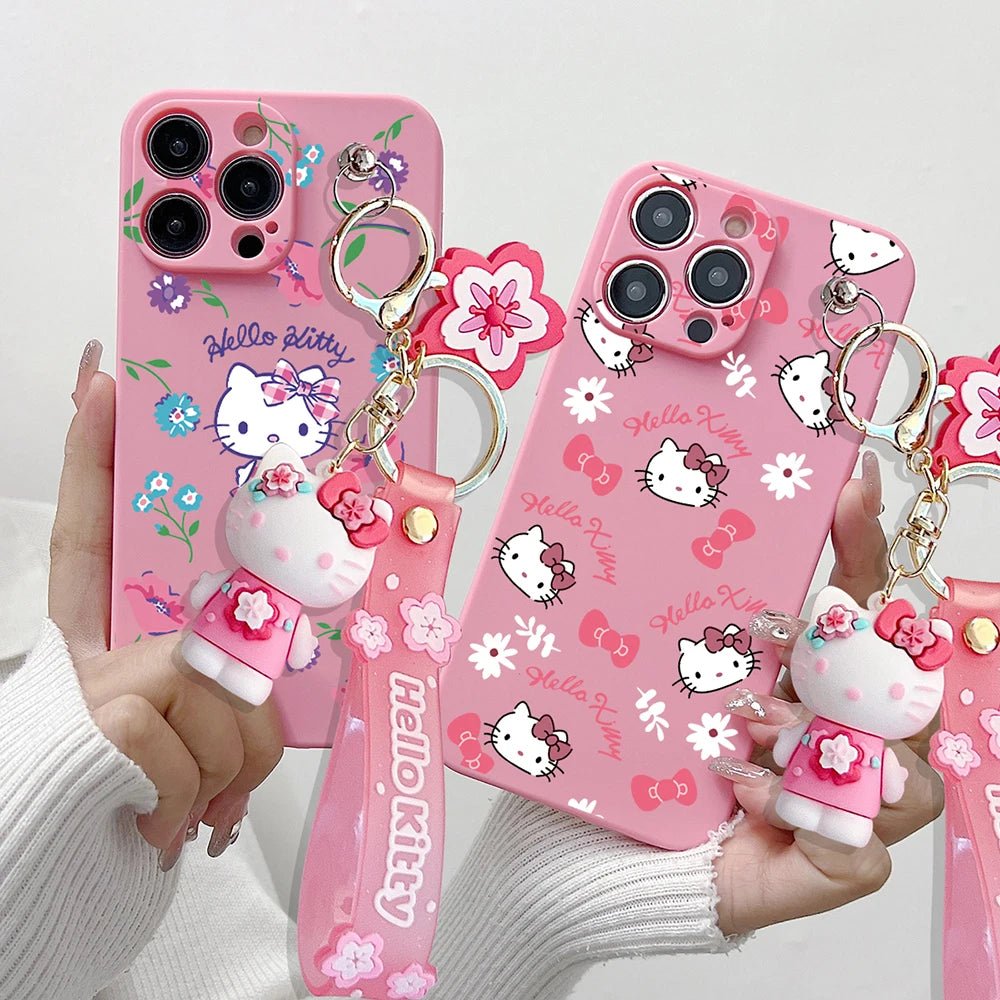 Cartoon Hello Kitty iPhone Case with Keychain - MINISO Soft TPU Cover - AKM CASE｜iPhone Case & Accesories Worldwide