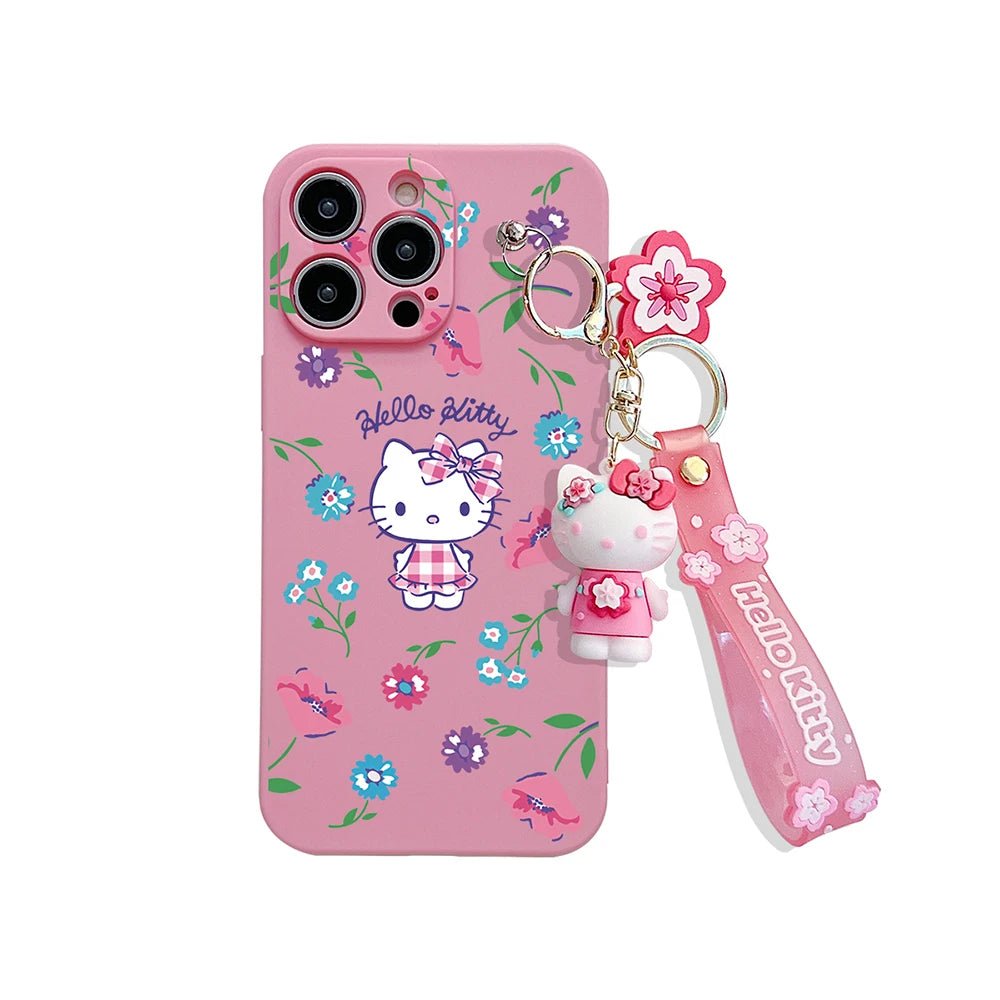 Cartoon Hello Kitty iPhone Case with Keychain - MINISO Soft TPU Cover - AKM CASE｜iPhone Case & Accesories Worldwide