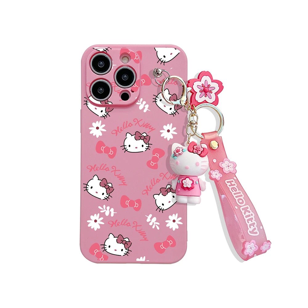 Cartoon Hello Kitty iPhone Case with Keychain - MINISO Soft TPU Cover - AKM CASE｜iPhone Case & Accesories Worldwide
