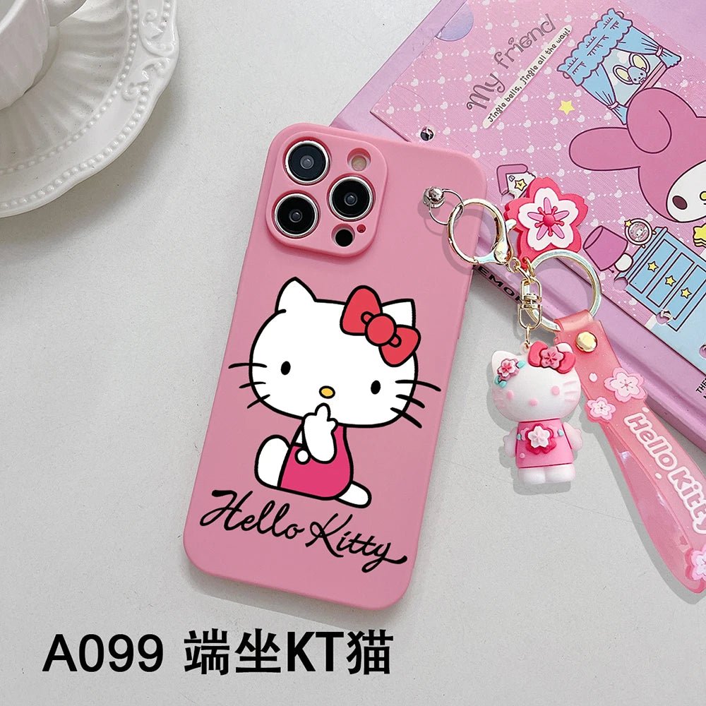 Cartoon Hello Kitty iPhone Case with Keychain - MINISO Soft TPU Cover - AKM CASE｜iPhone Case & Accesories Worldwide