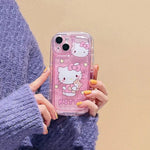 Cartoon Hello Kitty Kuromi 3D Dog Chain iPhone Case - MINISO Clear Soft Cover - AKM CASE｜iPhone Case & Accesories Worldwide