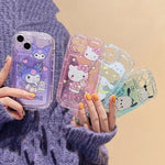 Cartoon Hello Kitty Kuromi 3D Dog Chain iPhone Case - MINISO Clear Soft Cover - AKM CASE｜iPhone Case & Accesories Worldwide