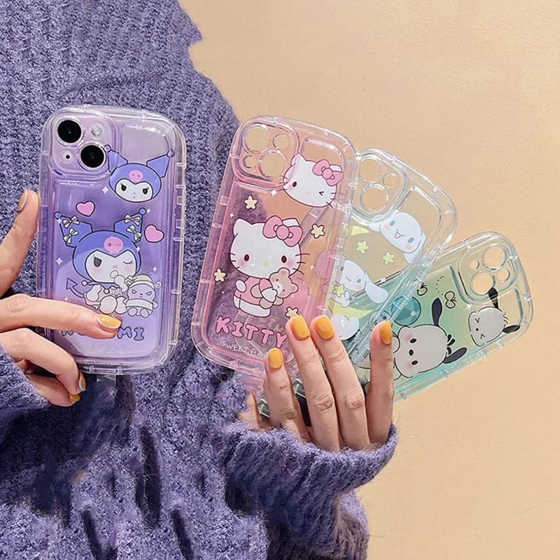 Cartoon Hello Kitty Kuromi 3D Dog Chain iPhone Case - MINISO Clear Soft Cover - AKM CASE｜iPhone Case & Accesories Worldwide