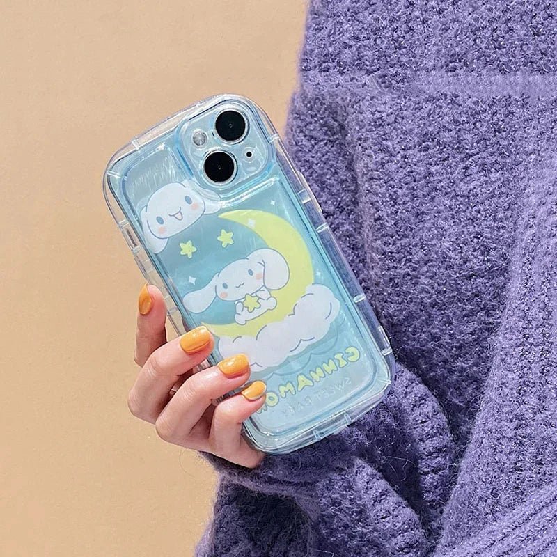 Cartoon Hello Kitty Kuromi 3D Dog Chain iPhone Case - MINISO Clear Soft Cover - AKM CASE｜iPhone Case & Accesories Worldwide